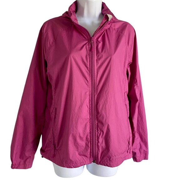 L.L Bean Full Zip Windbreaker Jacket with Hideaway Hood Women's Size Medium - Picture 3 of 8